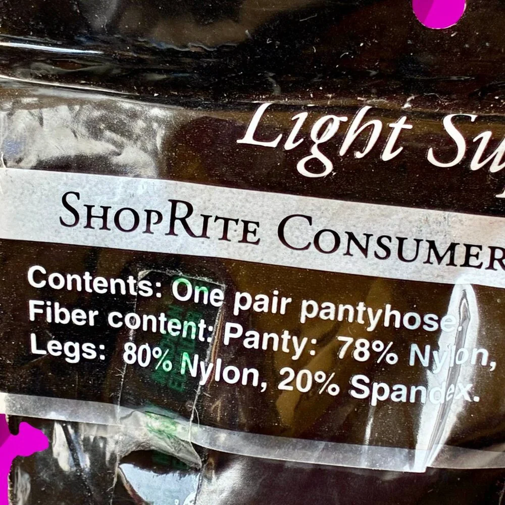 ShopRite Vtg Pantyhose Black Light Support Classic Style Medium / Tall